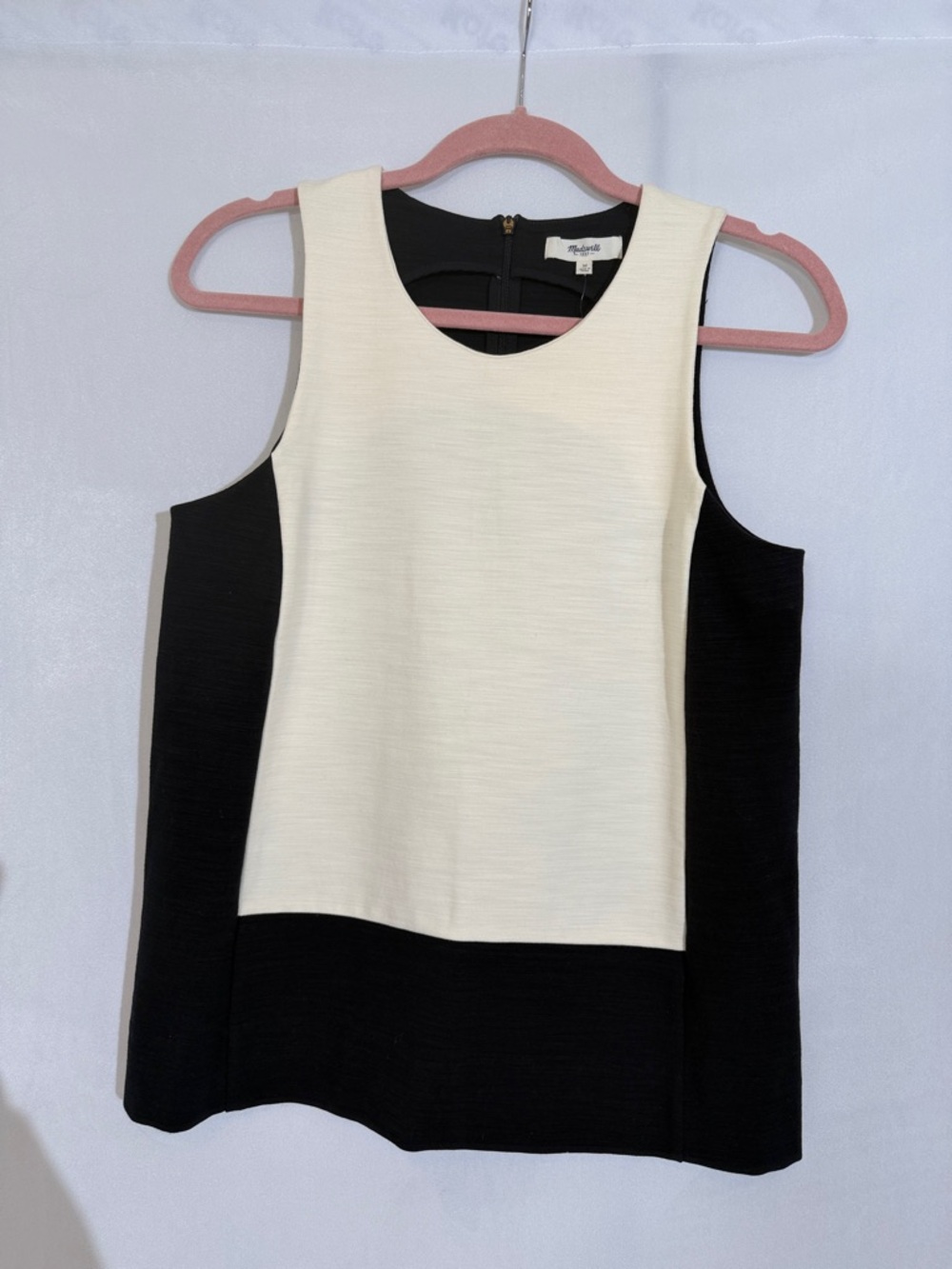 NWT Madewell Top Size M Black And Cream Color Block